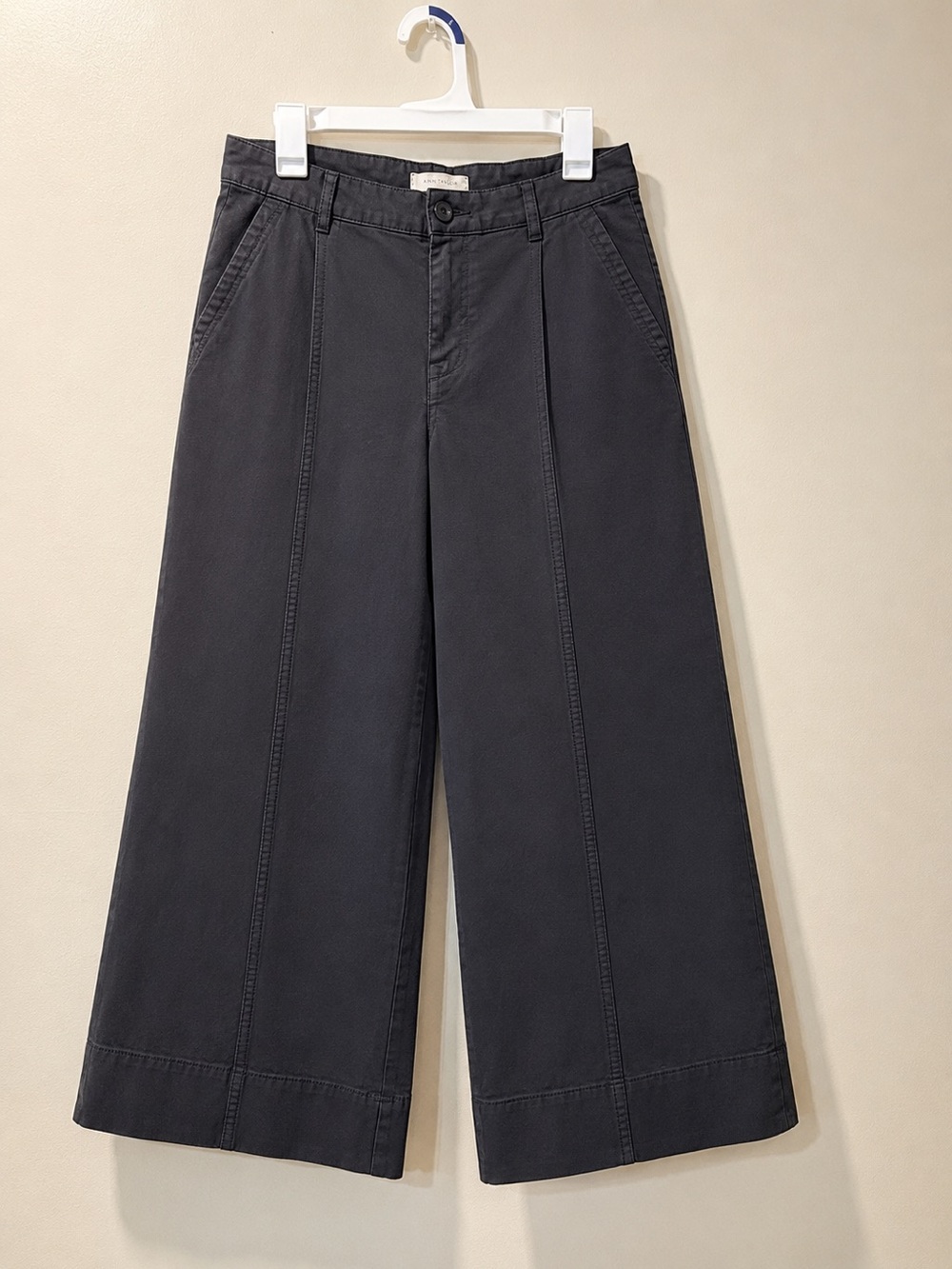Everlane ultra Wide Leg Cropped Pants Organic Cotton Charcoal Gray Size 8-10 - Picture 2 of 15